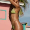 Baie Embellished Triangle Bikini Top in Olive Green