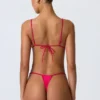 Delray Ruched Thong Bikini Bottoms in Raspberry Pink
