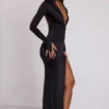 Desdemona Hooded Long Sleeve Maxi Dress in Black Desdemona Hooded Long Sleeve Maxi Dress in Black