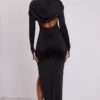 Desdemona Hooded Long Sleeve Maxi Dress in Black Desdemona Hooded Long Sleeve Maxi Dress in Black