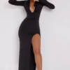 Desdemona Hooded Long Sleeve Maxi Dress in Black Desdemona Hooded Long Sleeve Maxi Dress in Black