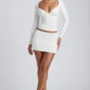 Emry Modal Ruched Long-Sleeve Top in White