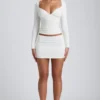 Emry Modal Ruched Long-Sleeve Top in White