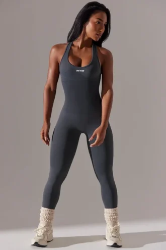 Full Length Cut-Out Jumpsuit in Grey
