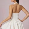 Haddie Modal Broderie Anglaise Halterneck Mini Dress in White Haddie Modal Broderie Anglaise Halterneck Mini Dress in White