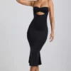 Julane Slinky Jersey Ruched Cut-Out Midaxi Dress in Black Julane Slinky Jersey Ruched Cut-Out Midaxi Dress in Black