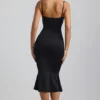 Julane Slinky Jersey Ruched Cut-Out Midaxi Dress in Black Julane Slinky Jersey Ruched Cut-Out Midaxi Dress in Black