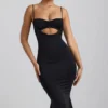 Julane Slinky Jersey Ruched Cut-Out Midaxi Dress in Black Julane Slinky Jersey Ruched Cut-Out Midaxi Dress in Black
