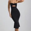 Julane Slinky Jersey Ruched Cut-Out Midaxi Dress in Black Julane Slinky Jersey Ruched Cut-Out Midaxi Dress in Black