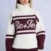 Knit Turtleneck Oversized Jumper in Burgundy