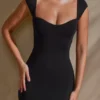 Meli Sweetheart Neckline Cap Sleeve Mini Dress in Black Meli Sweetheart Neckline Cap Sleeve Mini Dress in Black