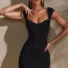 Meli Sweetheart Neckline Cap Sleeve Mini Dress in Black Meli Sweetheart Neckline Cap Sleeve Mini Dress in Black