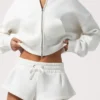 Oversized Zip-Up Hoodie  in Milk