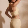 Selena Embellished Cowl Neck Corset in Gold