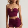 Tarni Hardware-Detail Bandeau Crop Top in Berry Purple Tarni Hardware-Detail Bandeau Crop Top in Berry Purple