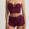 Tarni Hardware-Detail Bandeau Crop Top in Berry Purple Tarni Hardware-Detail Bandeau Crop Top in Berry Purple