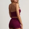 Tarni Hardware-Detail Bandeau Crop Top in Berry Purple Tarni Hardware-Detail Bandeau Crop Top in Berry Purple