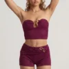 Tarni Hardware-Detail Bandeau Crop Top in Berry Purple Tarni Hardware-Detail Bandeau Crop Top in Berry Purple
