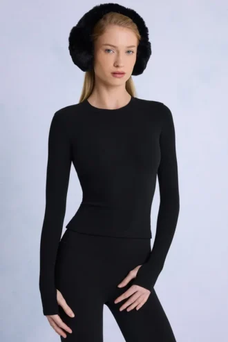 Thermal Long Sleeve Top in Black