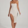 Verbier Embellished Bandeau Cowl Neck Midi Dress in Ivory Verbier Embellished Bandeau Cowl Neck Midi Dress in Ivory