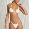 Kairo Side-Tie Thong Bikini Bottoms  in White