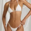 Kairo Side-Tie Thong Bikini Bottoms  in White